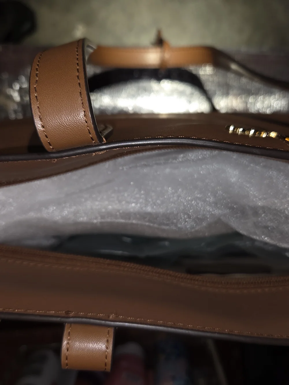 Michael Kors Camel/Tan Saffiano Leather Tote with Gold Hardware